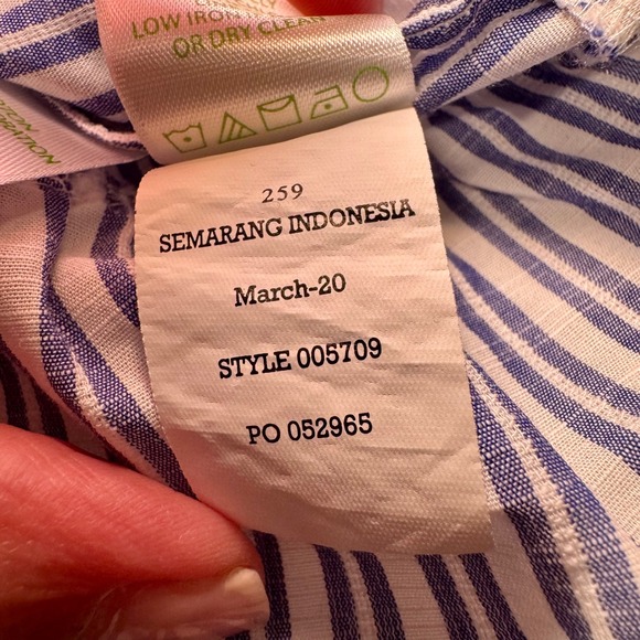 Lilly Pulitzer Ellis Blue White Striped Eyelet Ruffle Peplum Top XXS Cotton - Picture 5 of 6